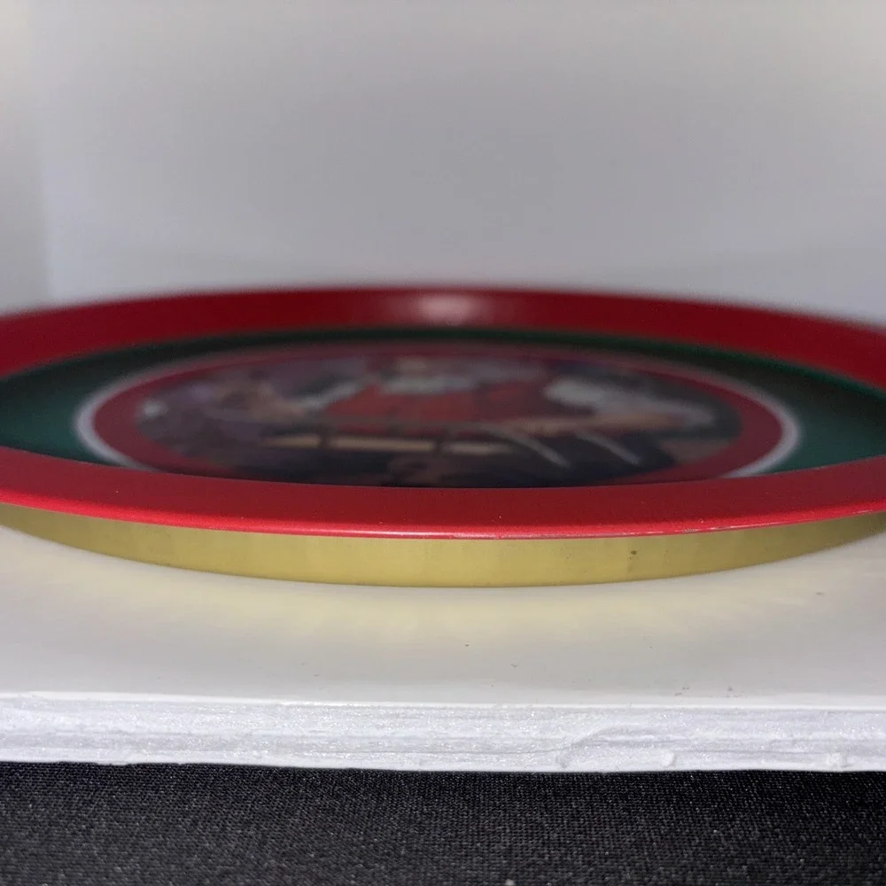 Holiday Christmas Cookie Tin Tray, Santa Making  Toys 12
